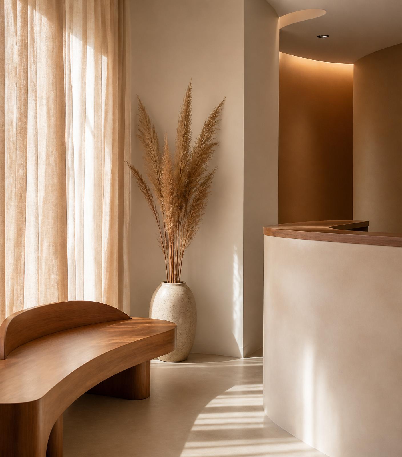 Espaço da Dermós Clinic com estética minimalista e acolhedora